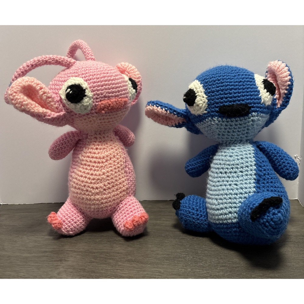 Angel‎ & Stitch -Lilo & Stitch Disney Plush Handmade Crochet Amigurumi 11 Inch